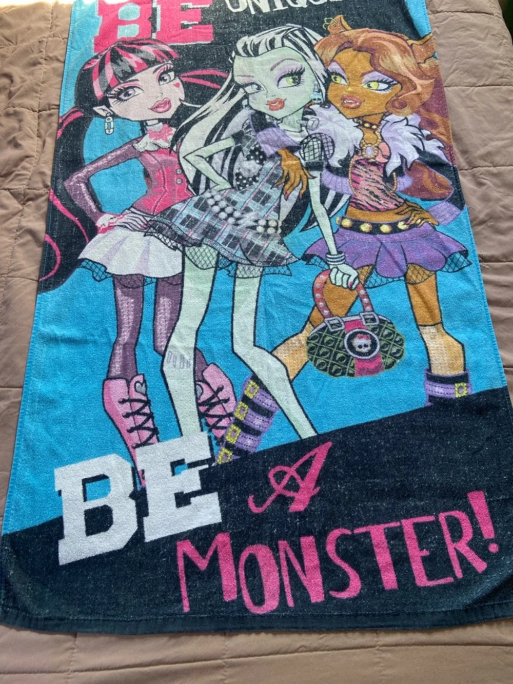 RARE Monster High Beach Towel - Blue, Pink, Purple